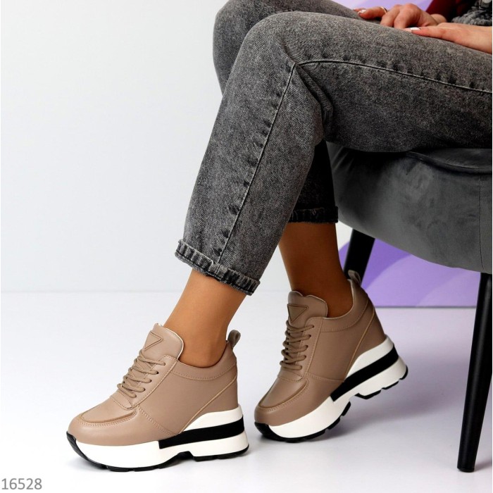 Снікерси жіночі екошкіра кольорово-темний моко демі на 36р