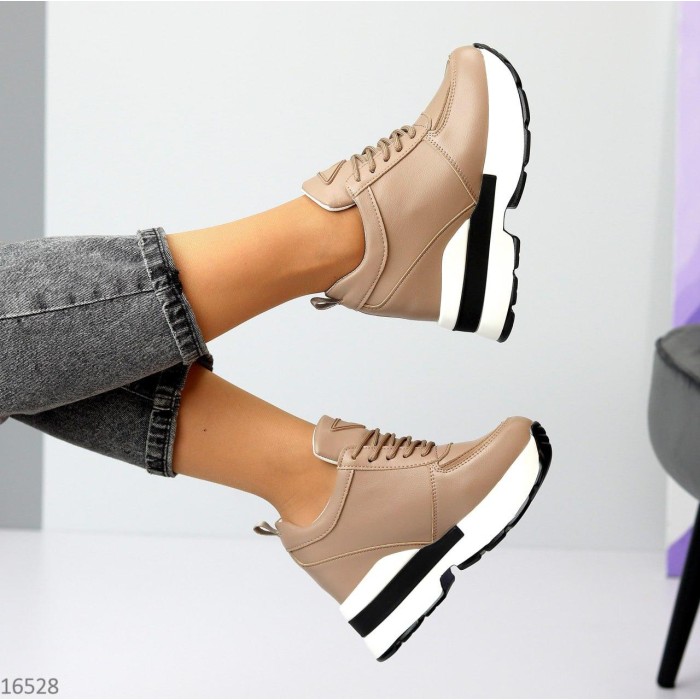 Снікерси жіночі екошкіра кольорово-темний моко демі на 36р