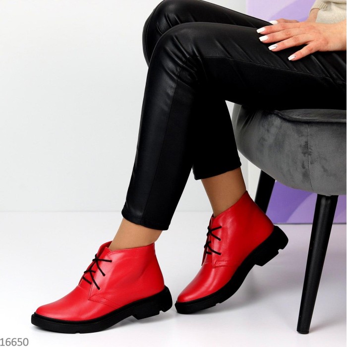 Черевики жіночі натуральна шкіра червоні демі 36р