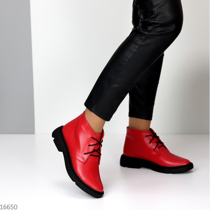 Черевики жіночі натуральна шкіра червоні демі 36р