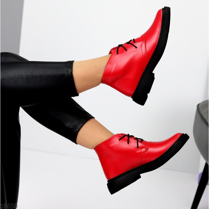 Черевики жіночі натуральна шкіра червоні демі 36р