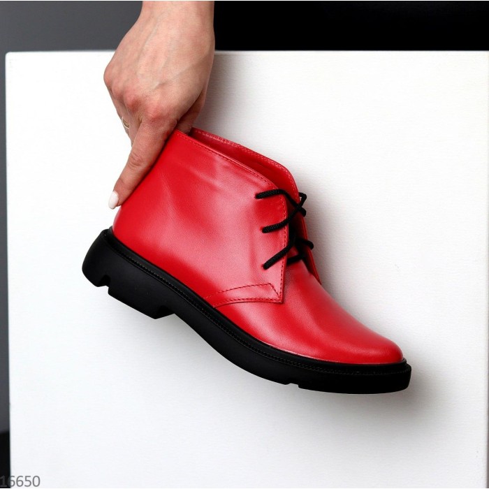 Черевики жіночі натуральна шкіра червоні демі 36р