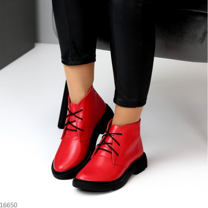 Черевики жіночі натуральна шкіра червоні демі 36р