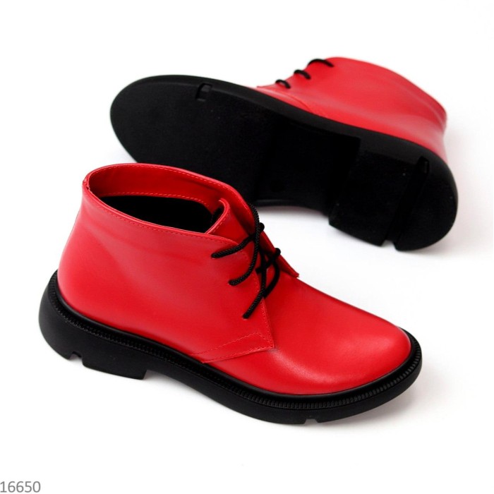 Черевики жіночі натуральна шкіра червоні демі 36р