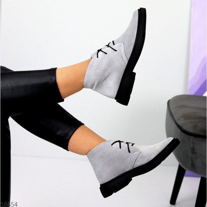 Черевики жіночі натуральна замша сірі демі 36,37.38,40р