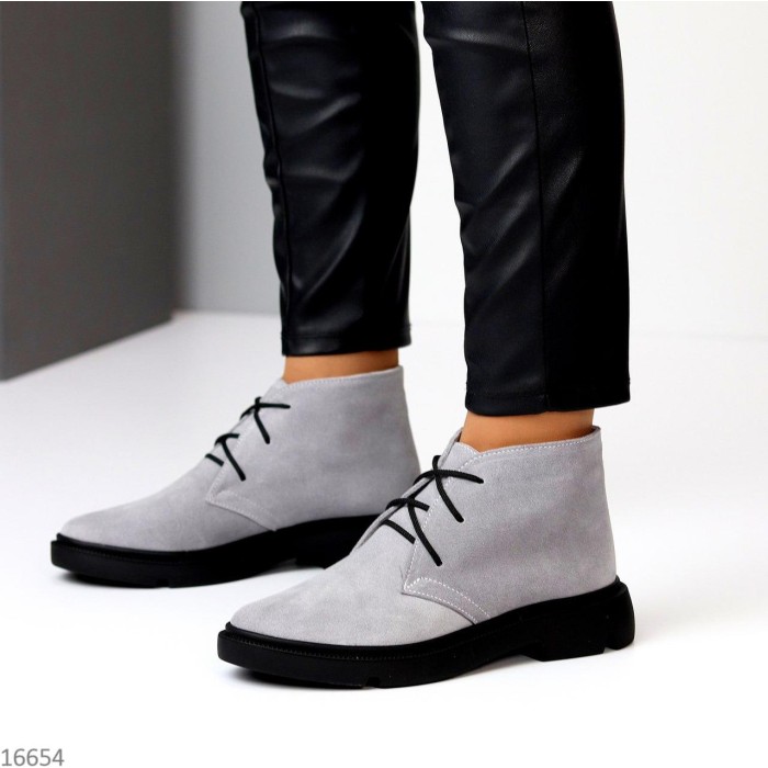 Черевики жіночі натуральна замша сірі демі 36,37.38,40р