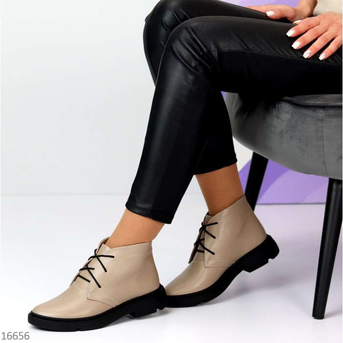 Черевики жіночі натуральна шкіра Темний беж демі 40,41р