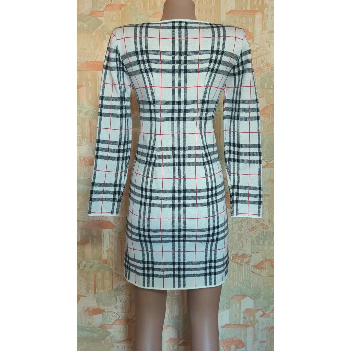 Сукня півшерсть зима/демі біла в клітку на 44/46р.