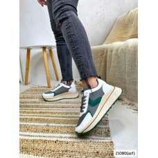 Кроссівки  еко-шкіра жіночі сірі с зеленим на 35.5,37,39,40р