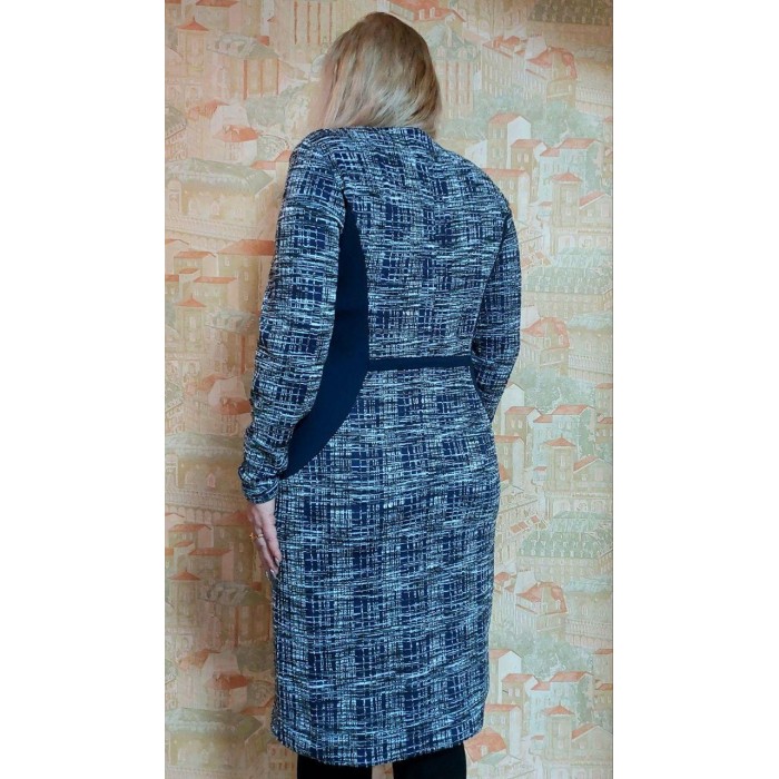 Сукня трикотажна в клітинку демі темно-синього кольору 52/54р