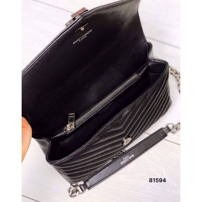 Сумка жіноча Лоран медіум з натуральної шкіри Чорна (фурнітура - срібло,матова,золото)