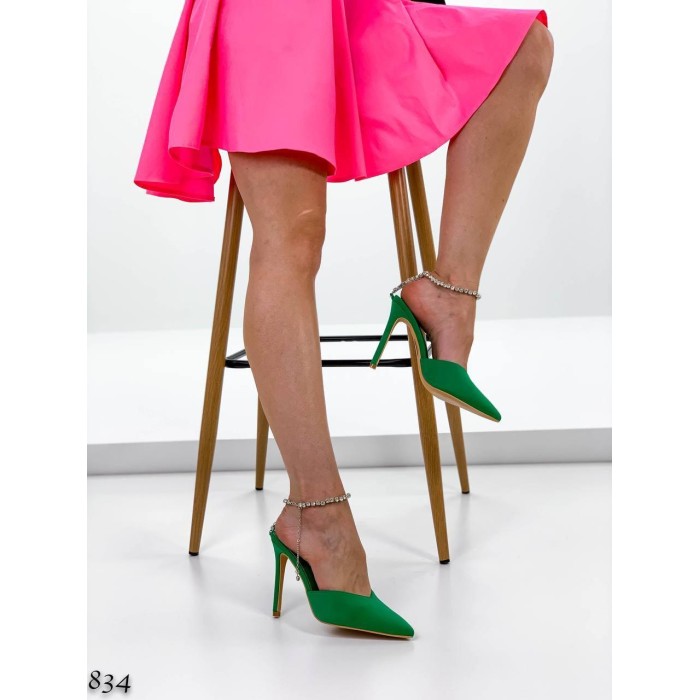 Туфлі жіночі, атлас зелені 40р