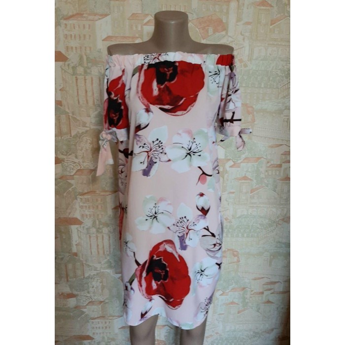 РОЗПРОДАЖ! Сукня літня софт пудра з принтом Oversize 44/46/48р