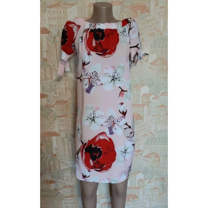 РОЗПРОДАЖ! Сукня літня софт пудра з принтом Oversize 44/46/48р