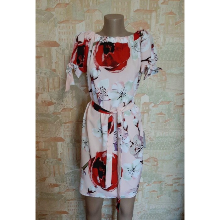 РОЗПРОДАЖ! Сукня літня софт пудра з принтом Oversize 44/46/48р