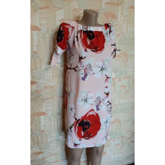 РОЗПРОДАЖ! Сукня літня софт пудра з принтом Oversize 44/46/48р