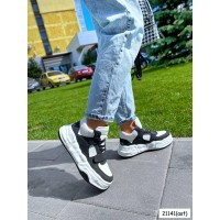 Кроссовки женские натуральная кожа высокие черно/белые на 35.5,39р