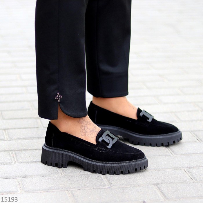 Лофери жіночі натуральна замша чорні 36,38,40р