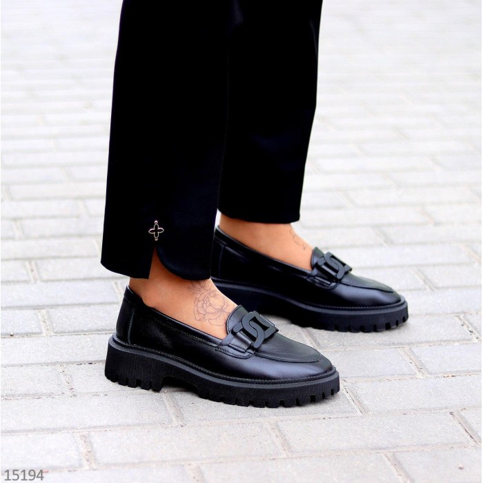 Лофери жіночі натуральна шкіра чорні 36,38,39,40р