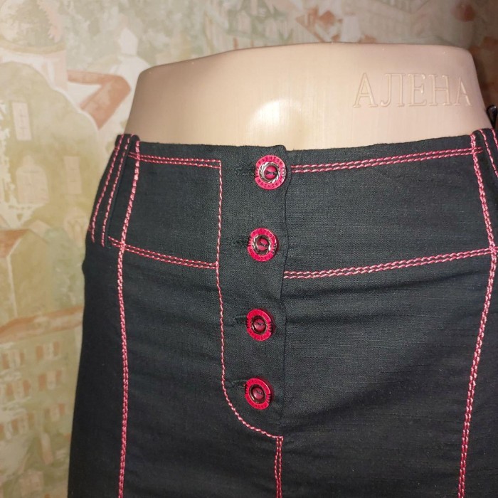 Костюм льон чорний із червоним S,L