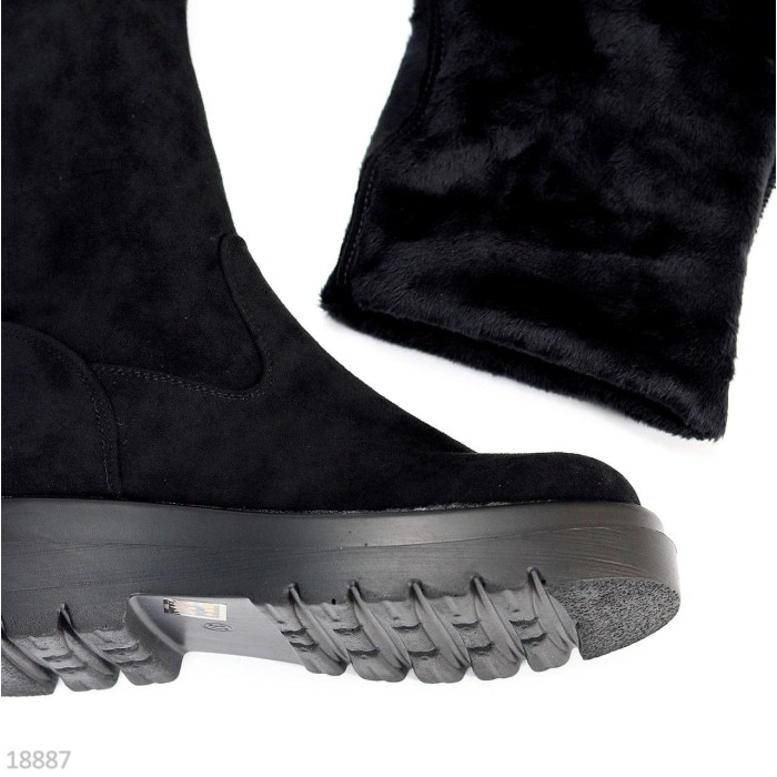 Ботфорти жіночі, Єкозамша чорні демі на 35.5,36,37,38,39,40р.