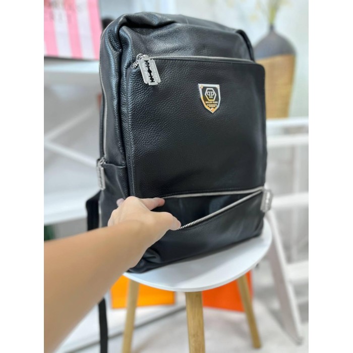 Рюкзак унісекс, натуральна шкіра.Чорний