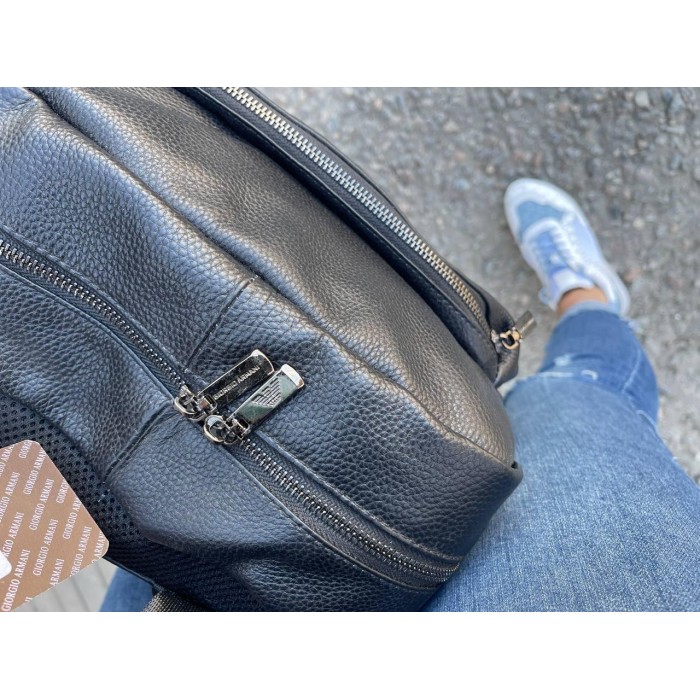 Рюкзак унісекс, натуральна шкіра.Чорний