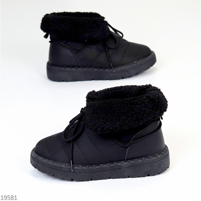 Дутики жіночі матеріал-плащівка/екошкіра чорні зима 36р.