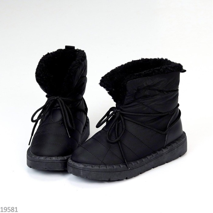 Дутики жіночі матеріал-плащівка/екошкіра чорні зима 36р.