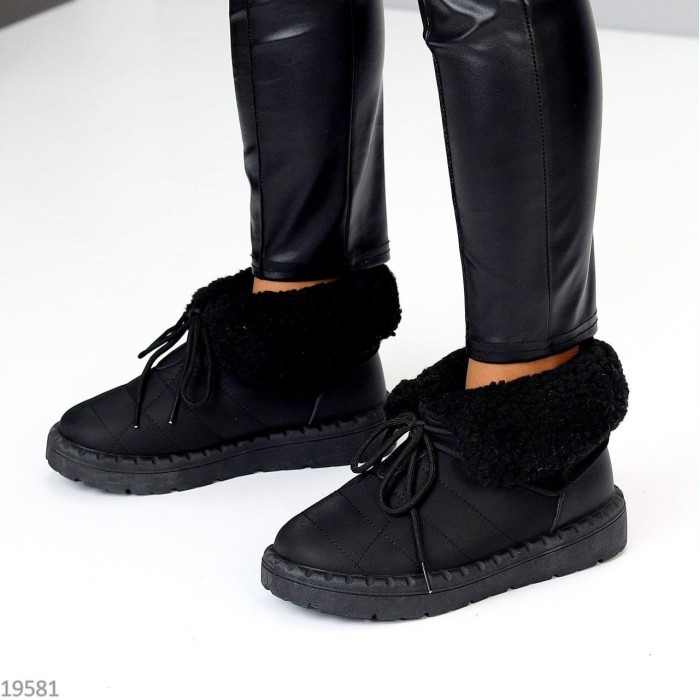 Дутики жіночі матеріал-плащівка/екошкіра чорні зима 36р.