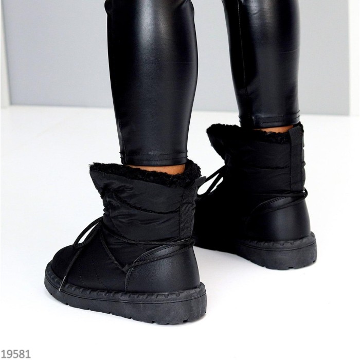 Дутики жіночі матеріал-плащівка/екошкіра чорні зима 36р.