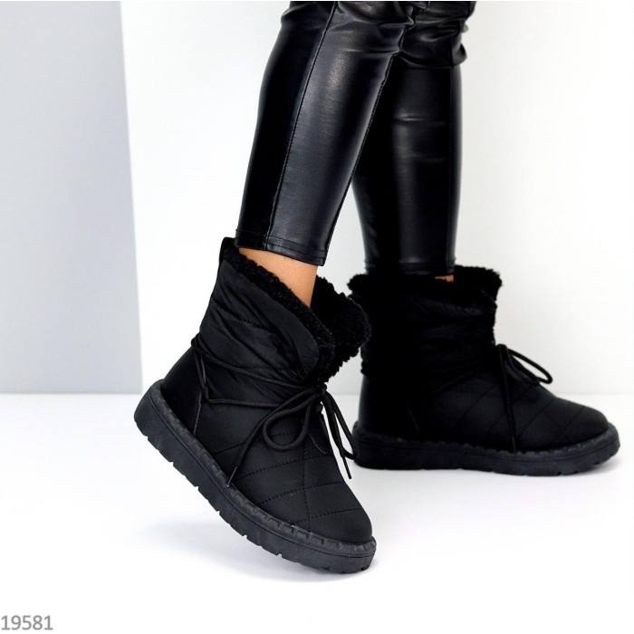 Дутики жіночі матеріал-плащівка/екошкіра чорні зима 36р.