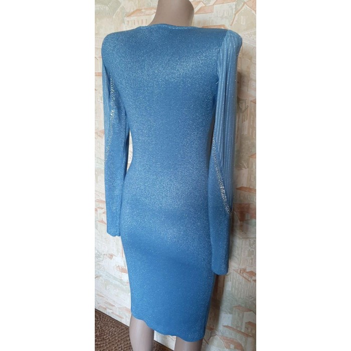 РОЗПРОДАЖ! Плаття нарядне трикотажне блакитного кольору з люрексом Туреччина 42,44,46 р