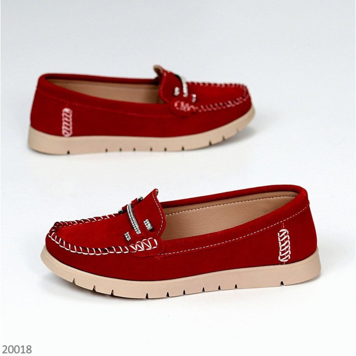 Мокасини жіночі, натуральна замша Червоні 36р