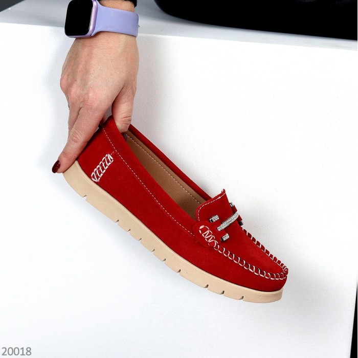 Мокасини жіночі, натуральна замша Червоні 36р