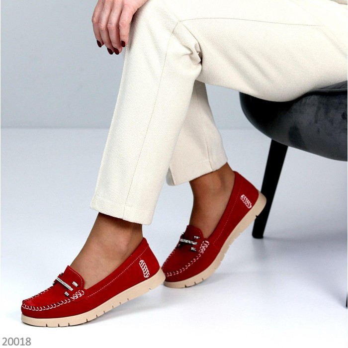 Мокасини жіночі, натуральна замша Червоні 36р