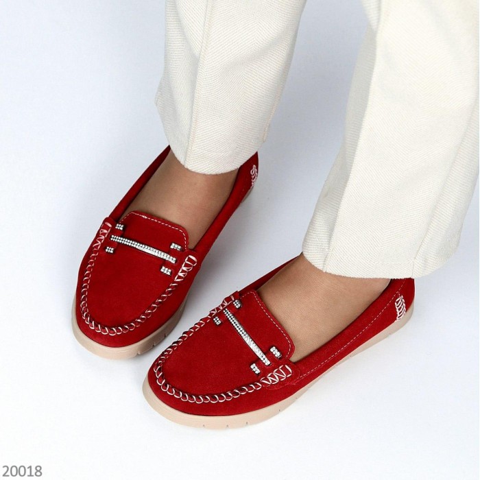 Мокасини жіночі, натуральна замша Червоні 36р