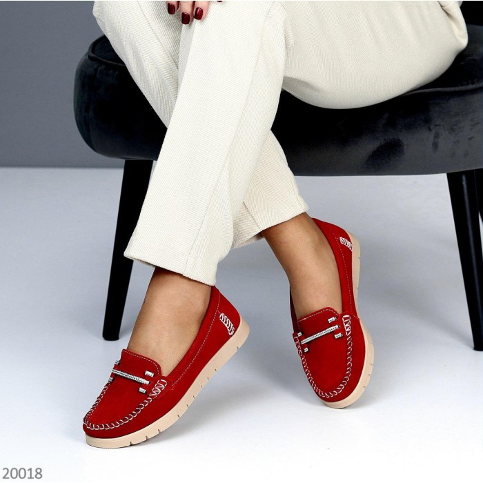 Мокасини жіночі, натуральна замша Червоні 36р