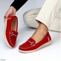 Мокасины женские натуральная замша Красные 36р