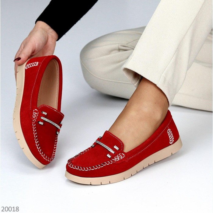 Мокасини жіночі, натуральна замша Червоні 36р