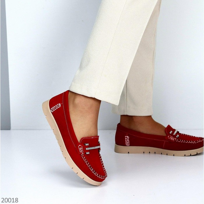 Мокасини жіночі, натуральна замша Червоні 36р