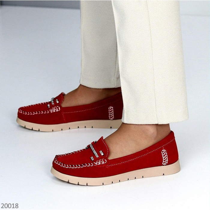 Мокасини жіночі, натуральна замша Червоні 36р