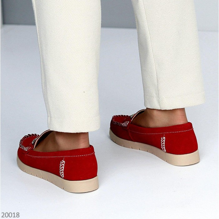 Мокасини жіночі, натуральна замша Червоні 36р