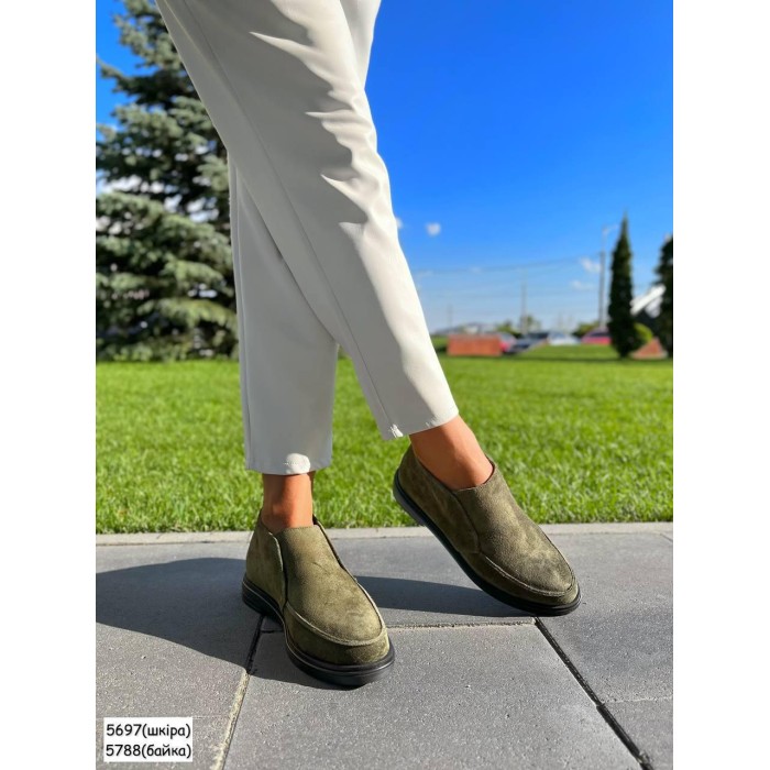 Туфлі/Лофери жіночі, натуральна замш Хакі 36,37р