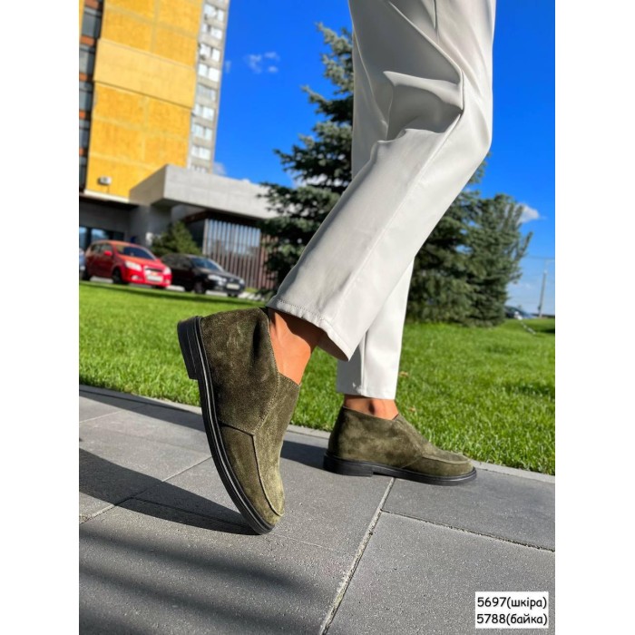 Туфлі/Лофери жіночі, натуральна замш Хакі 36,37р