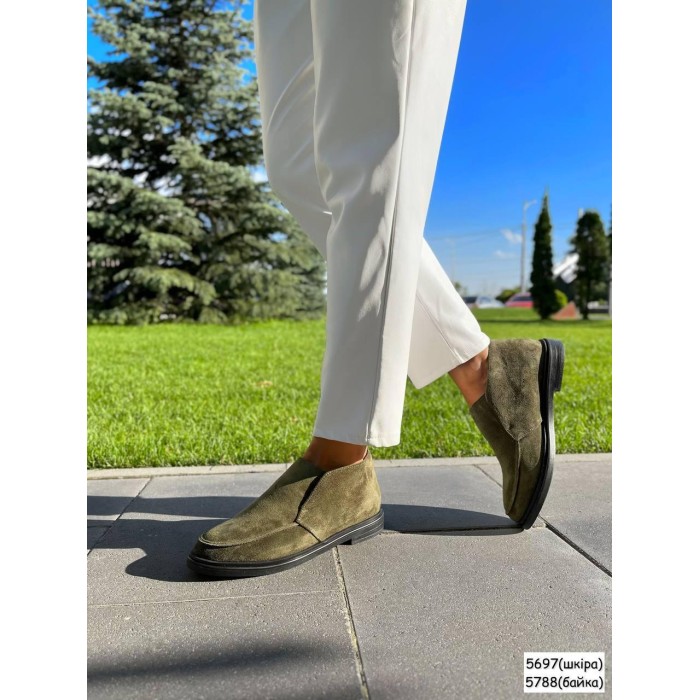Туфлі/Лофери жіночі, натуральна замш Хакі 36,37р
