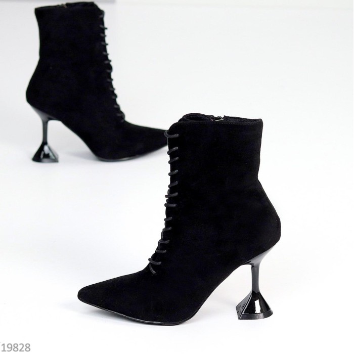Ботильоны женские эко-замша цвет-черный деми 37р