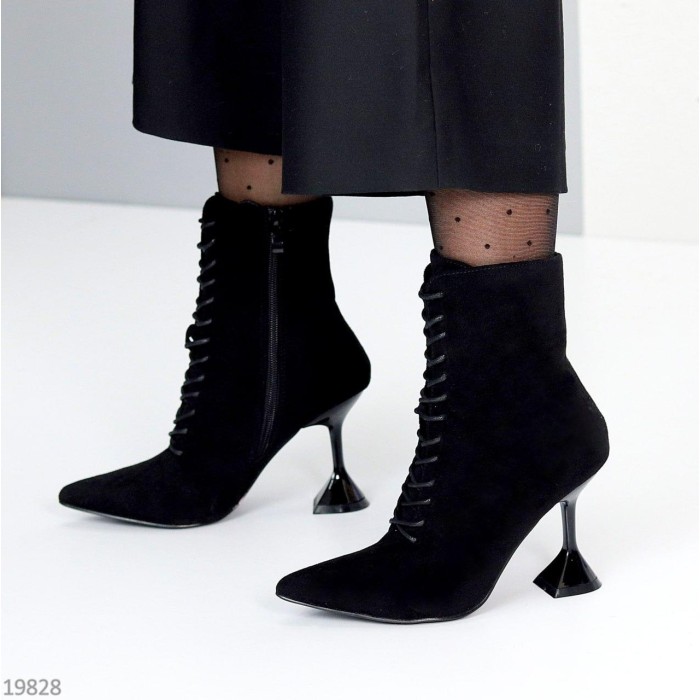 Ботильоны женские эко-замша цвет-черный деми 37р