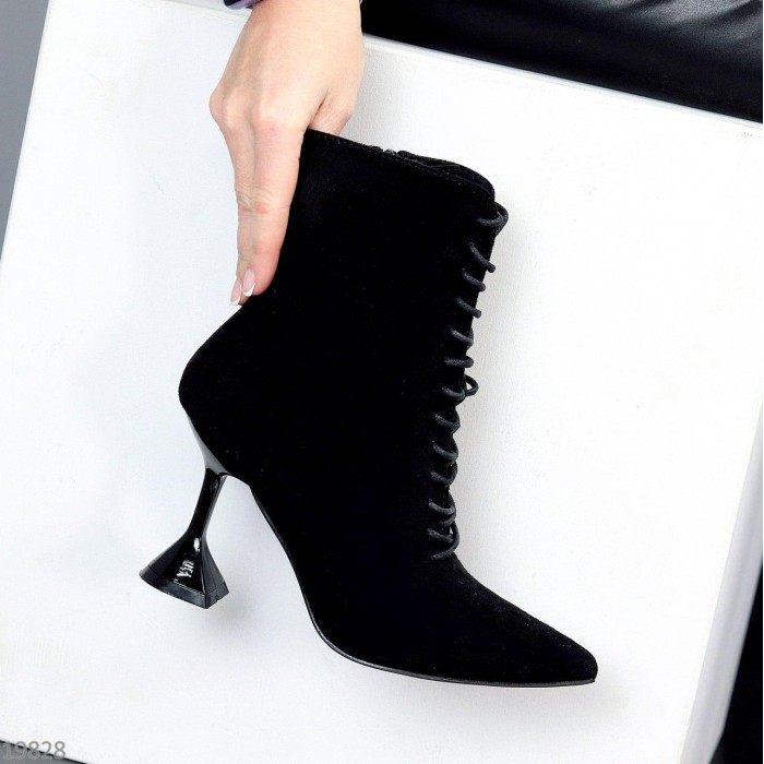 Ботильоны женские эко-замша цвет-черный деми 37р
