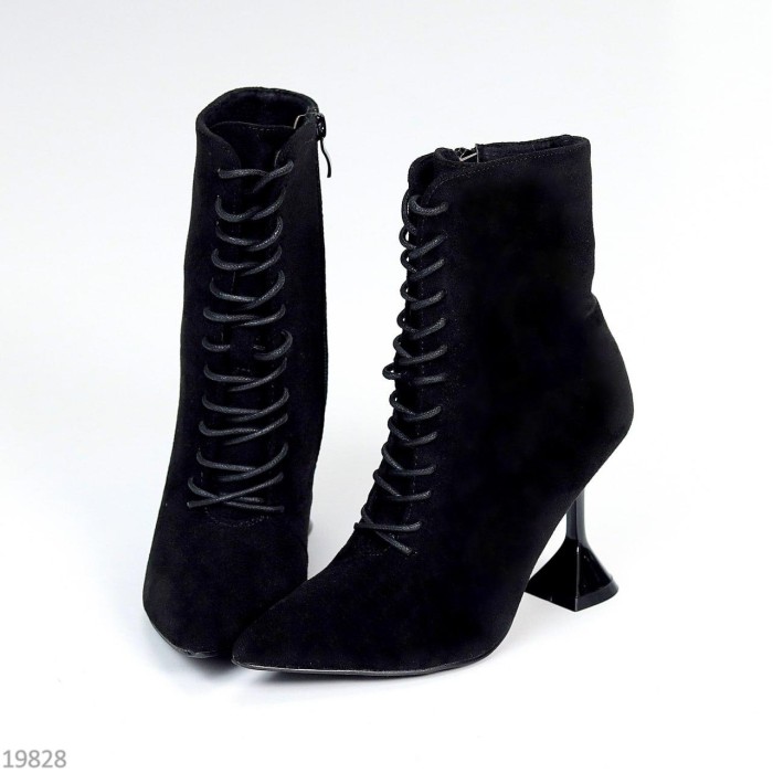Ботильоны женские эко-замша цвет-черный деми 37р